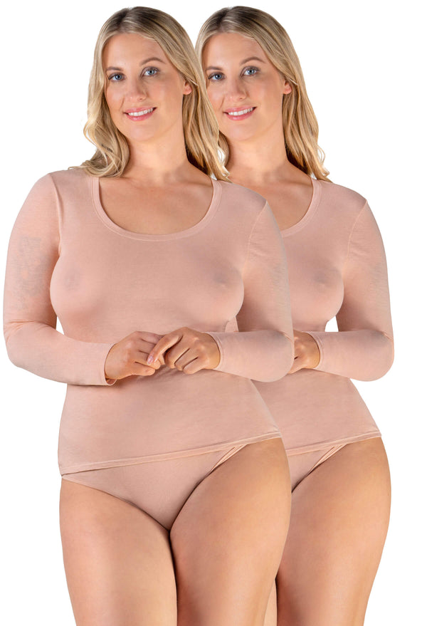 Superfine 100% Cotton Long Sleeve Top - 2 Pack