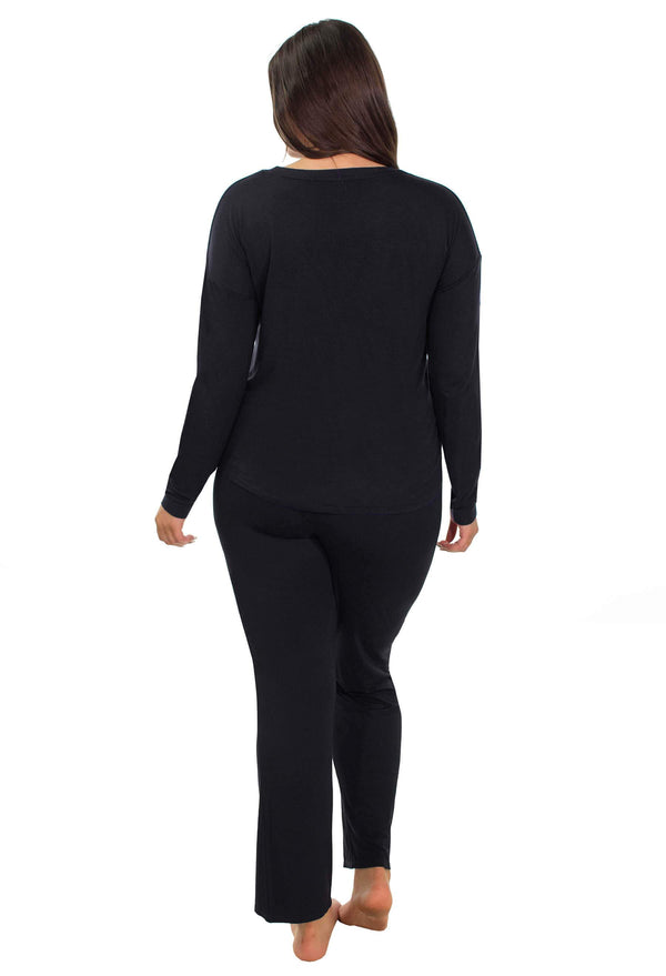 Bamboo Long Sleeve Pajama Set - Black