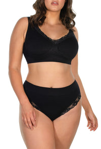 Lace Minimizer Wire Free Bra & Lace High Cut Brief Set