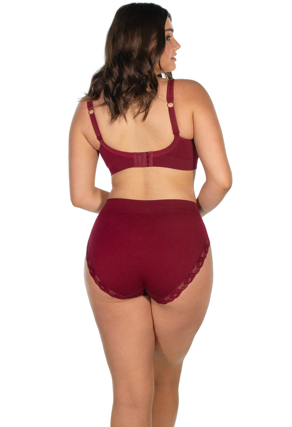 Lace Minimizer Wire Free Bra & Lace High Cut Brief Set