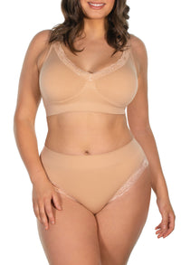 Lace Minimizer Wire Free Bra & Lace High Cut Brief Set