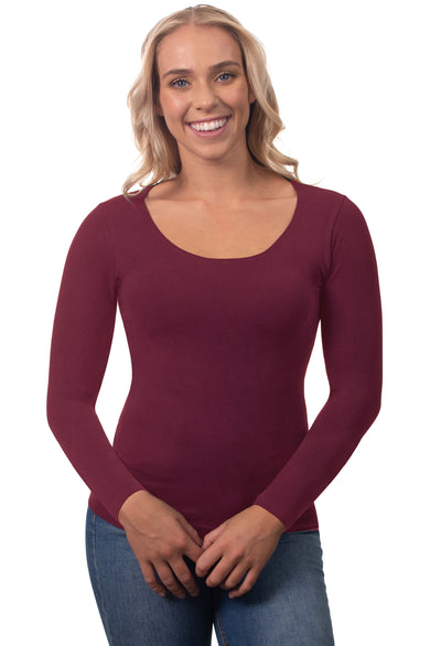 Bamboo Long Sleeve Top - 3 Pack Pacific Blue, Khaki, Wine Red