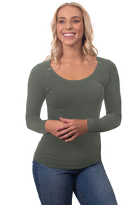 Bamboo Long Sleeve Top - 3 Pack Pacific Blue, Khaki, Wine Red
