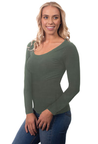 Bamboo Long Sleeve Top - 3 Pack Pacific Blue, Khaki, Wine Red