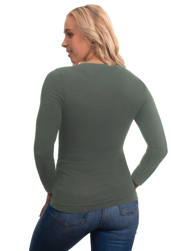 Bamboo Long Sleeve Top - 3 Pack Pacific Blue, Khaki, Wine Red