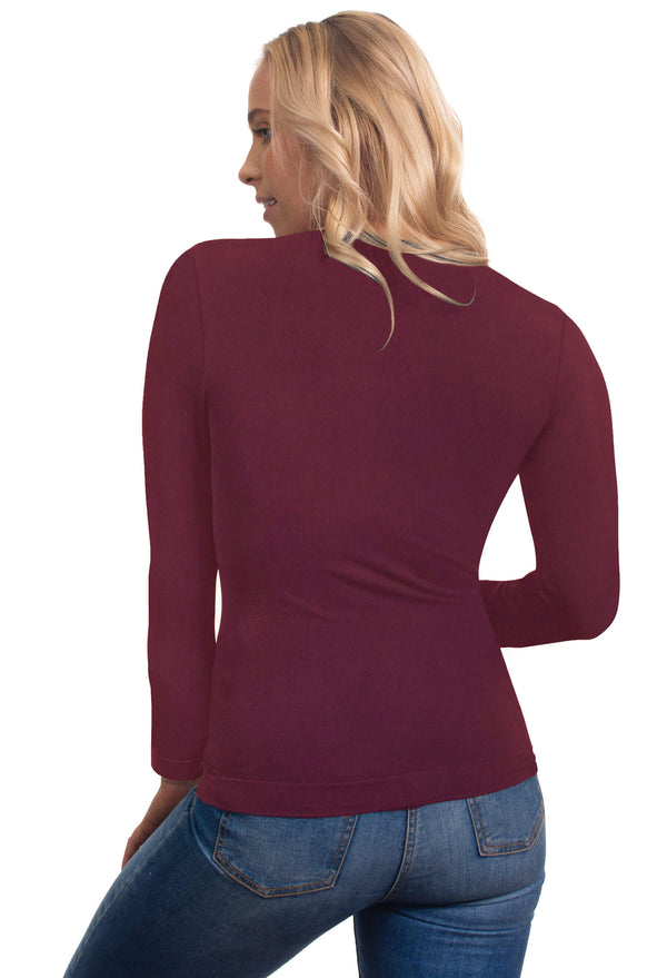 Bamboo Long Sleeve Top - 3 Pack Pacific Blue, Khaki, Wine Red