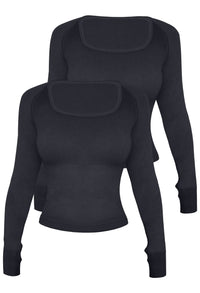Seamless Square Neck Long Sleeve Top - 2 Pack