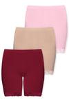 Anti Chafing Lace Midi Cotton Rich Shorts - 3 Pack