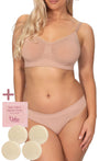 Nude Bamboo Padded Wire Free Bra and Bikini Set With FREE Nipple Covers