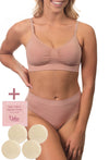 Nude Bamboo Bra + High Cut Set With FREE Nipple Covers