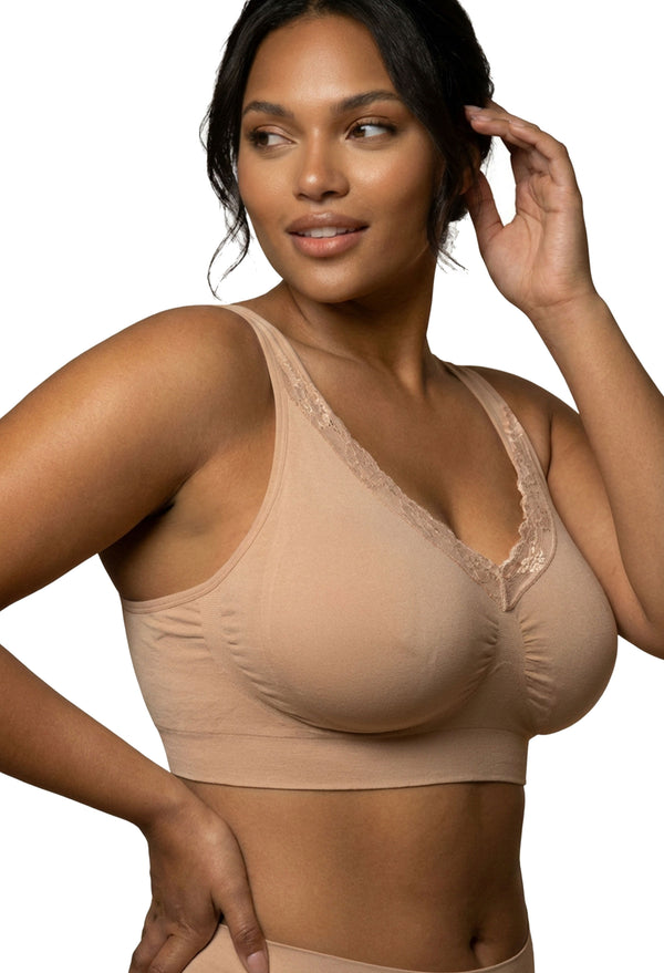 Lace Minimizer Wire Free Bra - Neutrals 3 Pack
