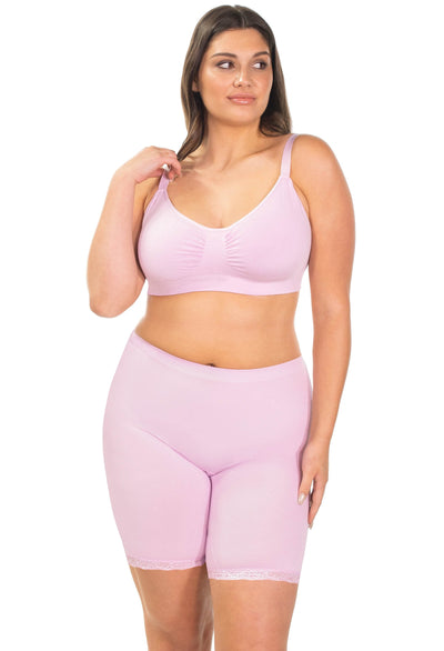 Anti Chafing Lace Midi Cotton Rich Shorts | Lilac Snow