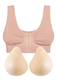 Bamboo Padded Front Closure Wire Free Bra & Prosthesis Set