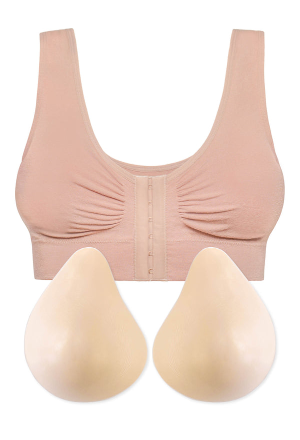 Bamboo Padded Front Closure Wire Free Bra & Prosthesis Set