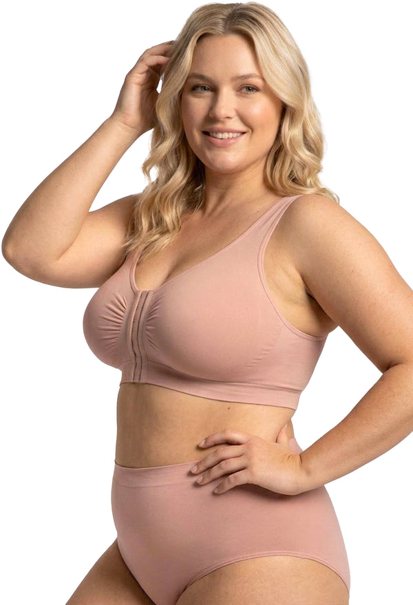 Bamboo Padded Front Closure Wire Free Bra - 3 Pack