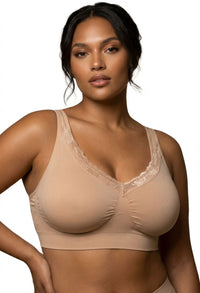 Lace Minimizer Wire Free Bra - Neutrals 3 Pack
