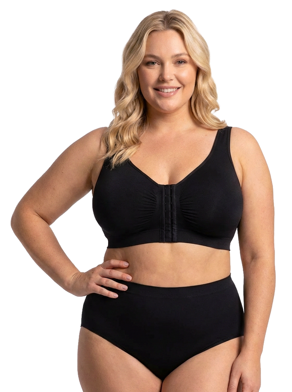 Full Bust Bamboo Padded Front Closure Wire Free Bra