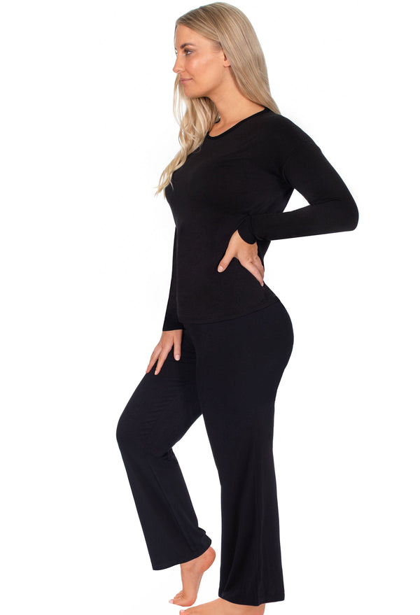 Bamboo Long Sleeve Top and Flare Pants Pajama Set