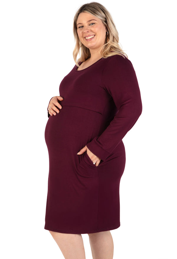 Bamboo Long Sleeve Nursing Dress