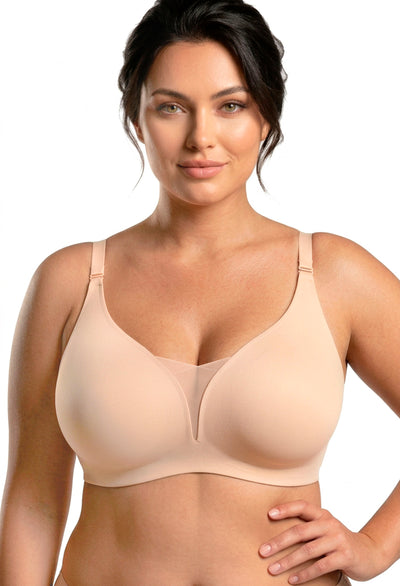 Mesh crossover front padded bra with flattering plunge coverage