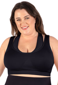 Plus Size Triple-layer Support Racer & High Waist Midi Biker Shorts