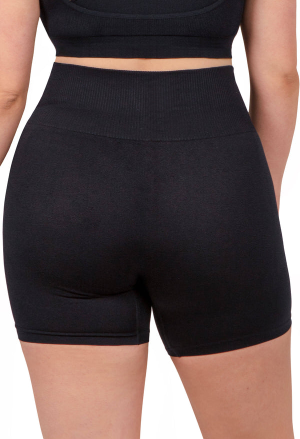 Square Neck Short Sleeve Crop Top & High Waist Midi Biker Shorts