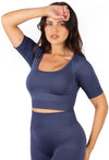 Square Neck Short Sleeve Crop Top - 3 Pack