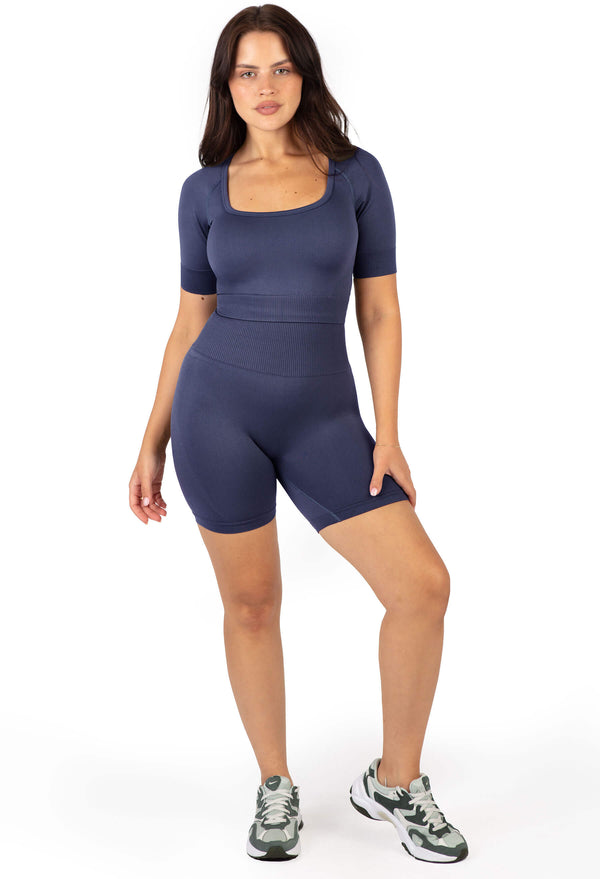 Square Neck Short Sleeve Crop Top - 3 Pack