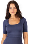 Square Neck Short Sleeve Crop Top - 3 Pack