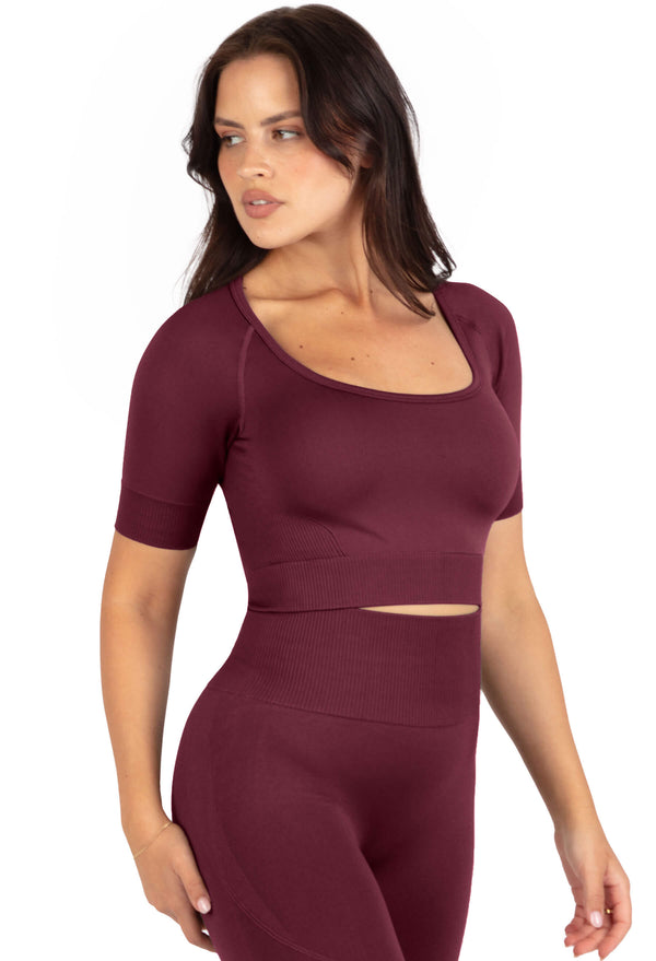Square Neck Short Sleeve Crop Top - 3 Pack