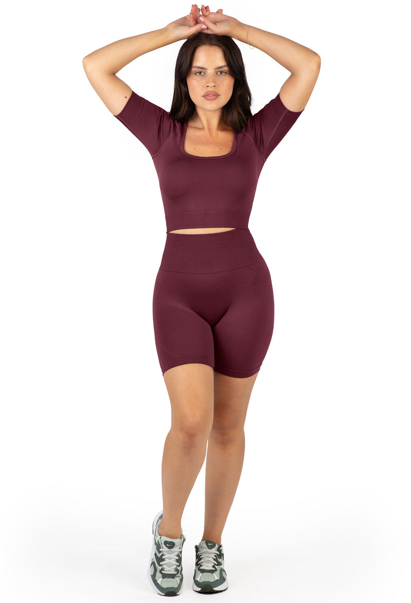 Square Neck Short Sleeve Crop Top - 3 Pack