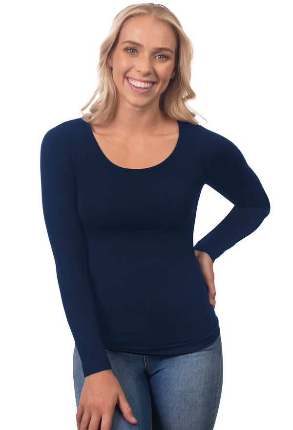 Bamboo Long Sleeve Top - 3 Pack Pacific Blue, Khaki, Wine Red