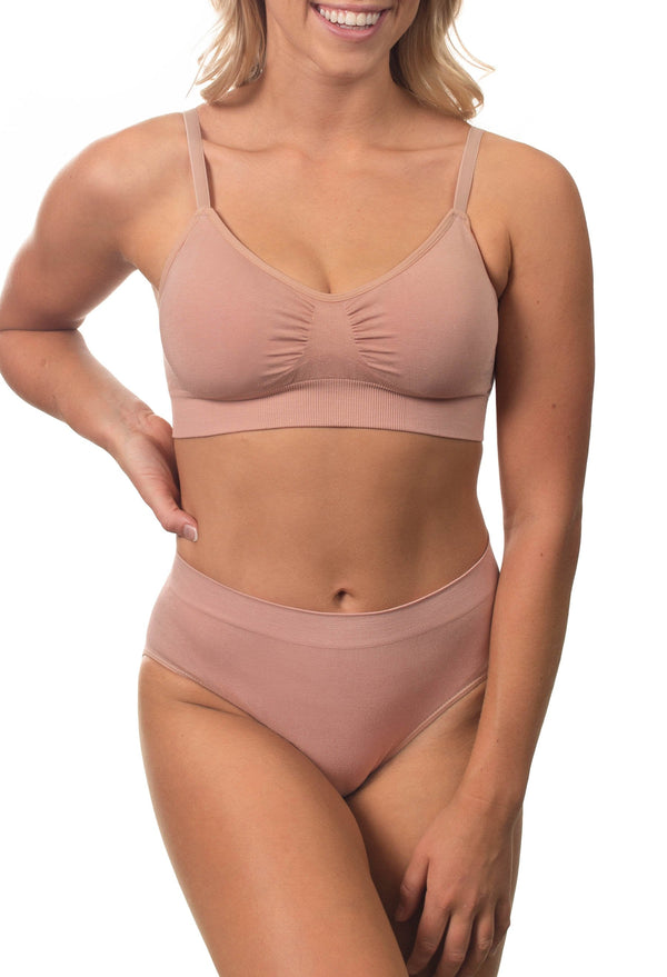 Bamboo Padded Wire Free Bra and High Cut Brief Set