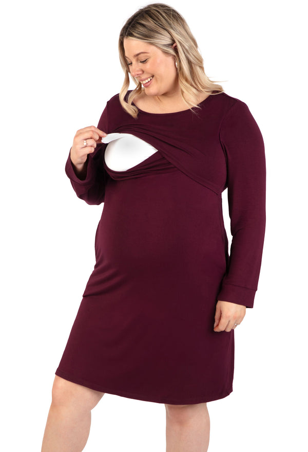 Bamboo Long Sleeve Nursing Dress