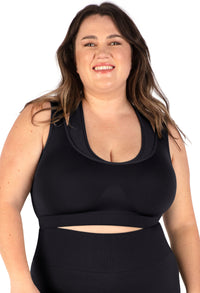 Plus Size Triple-layer Support Racer & High Waist Midi Biker Shorts