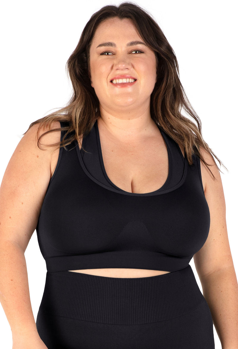Plus Size Triple-layer Support Racer & High Waist Midi Biker Shorts