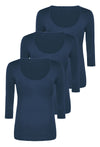 Curvy Bamboo 3/4 Sleeve Top - 3 Pack