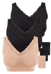 3 Pack Lightweight Wire Free Pregnancy Bra + Band Extender Set